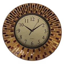 Decoración Lulu, Reloj De Pared De Mosaico De Punto Ámbar De