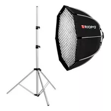 Softbox Octabox Triopo Bowen De 90cm + Grid + Tripé 2,40m