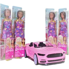 Carrinho Rosa Conversível + Boneca Barbie Negra Original