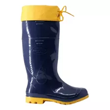 Bota De Borracha Baspan Galocha De Amarrar Azul Com Amarelo