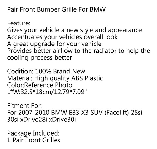 Parrilla Parachoques Delantera Para Bmw E83 X3 Lci 2007-2010 Foto 6