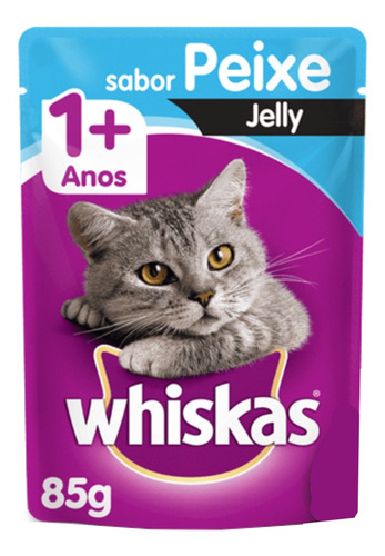 Alimento Whiskas 1+ Para Gato Adulto Sabor Peixe Jelly Em Sachê De 85g