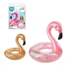 Boia Flamingo Com Glitter Dourado Gold Luxo 82cm
