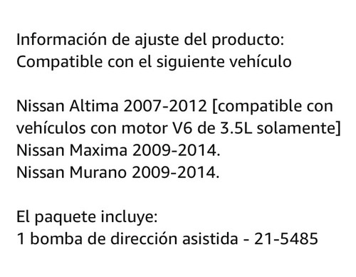 Bomba Direccion Nissan Altima 2007-2012 Mxima Murano 09-14 Foto 8