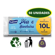 Saco Para Lixo Banheiro E Pia Perfumado 10 Lts 50 Unidades Cor Branco