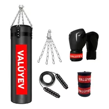 Valuyev Saco De Boxeo 120cm Cadena Guantes, Vendas Y Cuerda Color Negro