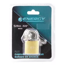 Candado Rectangular De Bronce 20mm Energy - Pl20 Color Dorado