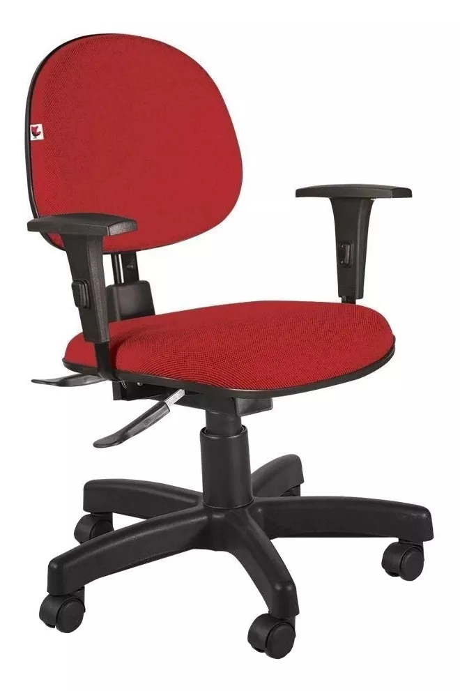 Cadeira De Escritório Qualiflex Executiva Ergonômica Com Braços N17 Abnt Ergonômica  Vermelha Com Estofado De Tecido