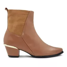 Bota Cano Baixo Western Usaflex Bico Fino E Salto Bloco