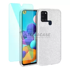 Carcasa Para Samsung A21s Brillante + Vidrio Regalo