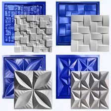 Conjunto 4 Formas 3d Gesso E Cimento Abs Azul 1mm Lindíssimo