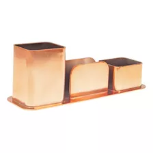 Porta Objetos Triplo De Mesa Rose Gold Dello