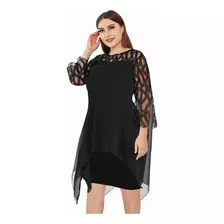 Vestido Elegante Holgado Con Encaje Talla Grande Para Mujer