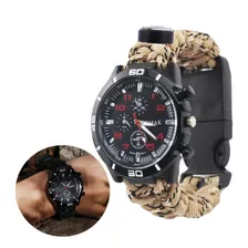 Reloj Tactico Supervivencia Paracord Brujula Pulsera 6 En 1