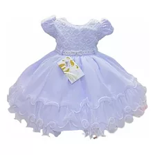 Vestido Bebê Batizado Branco Comunhão Luxo 0 A 12 Meses