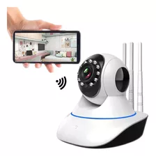 Câmera 3 Antenas Ip Onvif Wifi Wireless Robô Visão Noturna