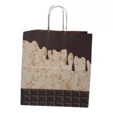 10 Sacolas Kraft Páscoa Chocolate Medida 23,5x13,5x25