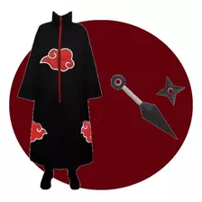 Capa Manto Akatsuki Naruto Cosplay Fantasia Itachi + Kunais