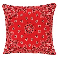 Fundas De Almohada Rojas Estampado De Bandana Occidenta...