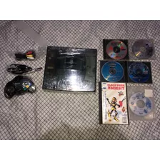 Sega Saturn Skeleton Completo +controle+cabo Av +6 Jogos Originais Americano.