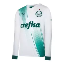 Camiseta Puma Palmeiras Torcedor Away Ls - Branco/verde