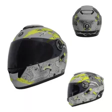 Casco Immortale Rabbia Gris/ Amarillo Para Moto Cerrado