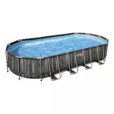 Piscina Estructural Bestway Oval 25.495 Litros Color Gris Cemento