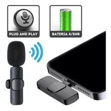 Microfone Lapela Sem Fio Plug And Play Para iPhone 11 12 13 Cor Preto