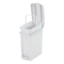 Papelera Basurero Rectangular Rimax Apertura A Pedal 10l Color Blanco