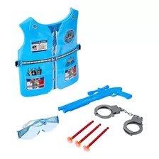 Brinquedo Colete Kit Policial Boy Com 6 Assessórios