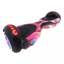 Hoverboard Skate Elétrico Smart Balance Led Scooter 1199 Cor Rosa Camuflado Com Alça