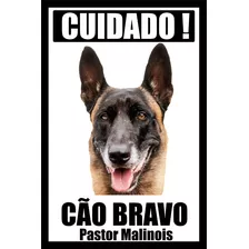 Placa Pastor Malinois Bravo Tamanho 20 X 30 Cm