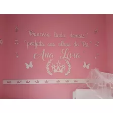 Painel Mdf Branco Princesa Linda Demais Decor Quarto Bebê