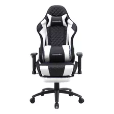 Silla Gamer Titanium Reclinable Masajeador Negra Con Blanco