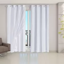 Cortina Blackout Blecaute C/ Voil 2,80 X 2,30 - Eddi Casa Cor Branco