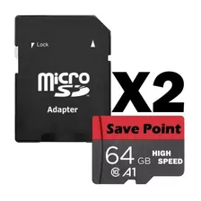 Memoria Micro Sd 64gb Clase 10 Con Adaptador (2 Unidades)