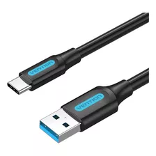 Cable Usb Tipo C Vention Datos 5gbps Carga Rapida 5a 50cm Color Negro