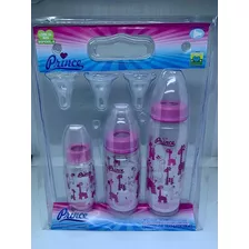 Kit 3 Mamadeiras Bebê Princê 240/150/80 Ml Rosa Menina Diversos