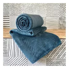 Cobertor Bonne Nuit Microfibra Flannel Cor Petróleo Com Design Liso De 2.2m X 1.8m
