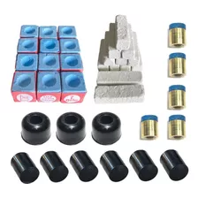 Kit Reparo Taco De Sinuca + 5 Virolas Metal C/ Sola 11mm