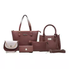 Kit Conjunto Bags Feminina De Fabrica Willibags Cor Marrom Desenho Do Tecido Trançado