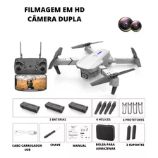 Drone Drone E 88 Zangão Mini Drone Plegable E88 4k 4k Prateado 2.4ghz 3 Baterias