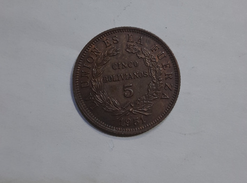 Moneda De 5 Boliviano Año 1951