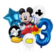 Curucu Set Globos Cumpleaños Mickey Mouse 3 Años Decoración