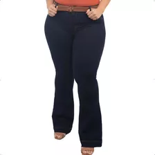 Calça Jeans Feminina Plus Size Flare Boca Larga Cambos