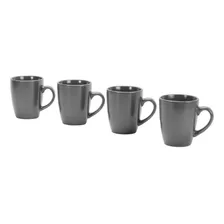 Juego De Tazas De Cerámica 4 Pzas Crown Baccara Color Gris