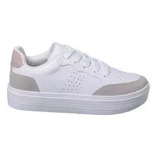 Tenis Feminino Casual Branco/marfim Com Recortes Confortável