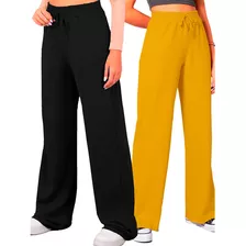 Calça Pantalona Plus Size Kit Duas Peças Sofisticada Longa 