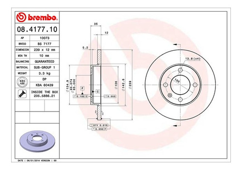 Disco Delantero Vw Golf Manhattan 1995 Al 1996 Brembo Foto 2