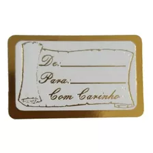 Etiqueta Adesiva P/ Presente - Com Carinho De/para - 1.000un Cor Dourado Desenho Impresso De/para Com Carinho